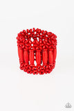 Barbados Beach Club - Red Bracelet - Paparazzi Accessories Bracelet FS-Bedazzle Me Pretty Mobile Fashion Boutique