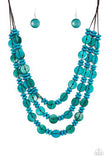Barbados Bopper - Blue Necklace - Paparazzi Accessories Necklace FS-Bedazzle Me Pretty Mobile Fashion Boutique