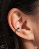 Barbell Beauty - Black Cuff Earrings - Paparazzi Accessories Post Earrings Bedazzle Me Pretty Mobile Fashion Boutique