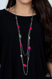 Barefoot and Beachbound - Pink Necklace - Paparazzi Accessories Necklace Bedazzle Me Pretty Mobile Fashion Boutique