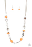 Barefoot Bohemian - Orange Necklace - Paparazzi Accessories Necklace Bedazzle Me Pretty Mobile Fashion Boutique