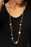 Barefoot Bohemian - Orange Necklace - Paparazzi Accessories Necklace Bedazzle Me Pretty Mobile Fashion Boutique