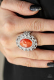 BAROQUE The Spell - Orange Ring - Paparazzi Accessories Ring Bedazzle Me Pretty Mobile Fashion Boutique