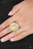 BAROQUE The Spell - Yellow Ring - Paparazzi Accessories Ring Bedazzle Me Pretty Mobile Fashion Boutique