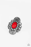Basic Element - Red Ring - Paparazzi Accessories Ring Bedazzle Me Pretty Mobile Fashion Boutique