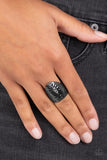 Basic Instincts - Black Ring - Paparazzi Accessories Ring Bedazzle Me Pretty Mobile Fashion Boutique