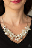 Battle of the Bombshells - White Necklace - Paparazzi Accessories Necklace Bedazzle Me Pretty Mobile Fashion Boutique