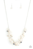 Battle of the Bombshells - White Necklace - Paparazzi Accessories Necklace Bedazzle Me Pretty Mobile Fashion Boutique