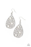 Bauble Burst - White Earrings - Paparazzi Accessories Earrings Bedazzle Me Pretty Mobile Fashion Boutique