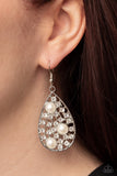 Bauble Burst - White Earrings - Paparazzi Accessories Earrings Bedazzle Me Pretty Mobile Fashion Boutique