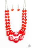 Beach Glam - Red Necklace - Paparazzi Accessories Necklace Bedazzle Me Pretty Mobile Fashion Boutique