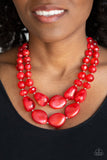 Beach Glam - Red Necklace - Paparazzi Accessories Necklace Bedazzle Me Pretty Mobile Fashion Boutique