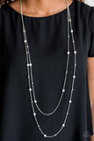 Beach Party Pageant - Silver Necklace - Paparazzi Accessories Necklace Bedazzle Me Pretty Mobile Fashion Boutique
