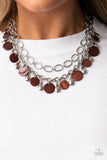 Beachfront Fabulous - Brown Necklace - Paparazzi Accessories Necklace Bedazzle Me Pretty Mobile Fashion Boutique