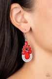 Beachfront Formal - Red Earrings - Paparazzi Accessories Earrings Bedazzle Me Pretty Mobile Fashion Boutique