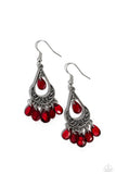 Beachside Ballroom - Red Earrings - Paparazzi Accessories Earrings Bedazzle Me Pretty Mobile Fashion Boutique