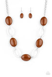 Beachside Boardwalk - Brown Necklace - Paparazzi Accessories Necklace Bedazzle Me Pretty Mobile Fashion Boutique