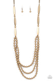 Beaded Beacon - Brass Necklace - Paparazzi Accessories Necklace Bedazzle Me Pretty Mobile Fashion Boutique