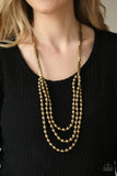 Beaded Beacon - Brass Necklace - Paparazzi Accessories Necklace Bedazzle Me Pretty Mobile Fashion Boutique