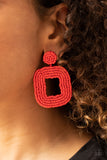 Beaded Bella - Red Post Earrings - Paparazzi Accessories Post Earrings Bedazzle Me Pretty Mobile Fashion Boutique