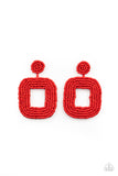 Beaded Bella - Red Post Earrings - Paparazzi Accessories Post Earrings Bedazzle Me Pretty Mobile Fashion Boutique