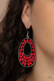 Beaded Shores - Red Earrings - Paparazzi Accessories Earrings Bedazzle Me Pretty Mobile Fashion Boutique