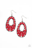 Beaded Shores - Red Earrings - Paparazzi Accessories Earrings Bedazzle Me Pretty Mobile Fashion Boutique
