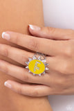 Beautiful Morning - Yellow Ring - Paparazzi Accessories Ring Bedazzle Me Pretty Mobile Fashion Boutique
