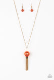 Belle of the BALLROOM - Orange Necklace - Paparazzi Accessories Necklace Bedazzle Me Pretty Mobile Fashion Boutique