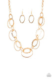 Bend OVAL Backwards - Gold Necklace - Paparazzi Accessories Necklace Bedazzle Me Pretty Mobile Fashion Boutique