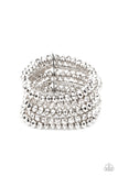 Best of Luxe - White Bracelet - Paparazzi Accessories Bracelet Bedazzle Me Pretty Mobile Fashion Boutique