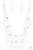 Best POSH-ible Taste - White Necklace - Paparazzi Accessories Necklace Bedazzle Me Pretty Mobile Fashion Boutique