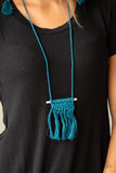 Between You and MACRAME - Blue Necklace - Paparazzi Accessories Necklace Bedazzle Me Pretty Mobile Fashion Boutique