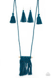 Between You and MACRAME - Blue Necklace - Paparazzi Accessories Necklace Bedazzle Me Pretty Mobile Fashion Boutique