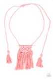 Between You and MACRAME - Pink Necklace - Paparazzi Accessories Necklace Bedazzle Me Pretty Mobile Fashion Boutique