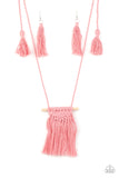Between You and MACRAME - Pink Necklace - Paparazzi Accessories Necklace Bedazzle Me Pretty Mobile Fashion Boutique