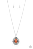 Bewitched Beam - Orange Necklace - Paparazzi Accessories Necklace Bedazzle Me Pretty Mobile Fashion Boutique
