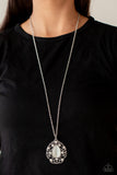 Bewitched Beam - White Necklace - Paparazzi Accessories Necklace Bedazzle Me Pretty Mobile Fashion Boutique