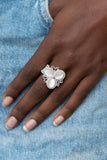 Bewitched Blossoms - White Ring - Paparazzi Accessories Ring Bedazzle Me Pretty Mobile Fashion Boutique