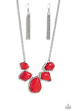 Beyond the Badlands - Red Necklace - Paparazzi Accessories Necklace Bedazzle Me Pretty Mobile Fashion Boutique