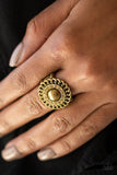 Big City Attitude - Brass Ring - Paparazzi Accessories Ring Bedazzle Me Pretty Mobile Fashion Boutique