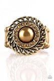 Big City Attitude - Brass Ring - Paparazzi Accessories Ring Bedazzle Me Pretty Mobile Fashion Boutique