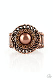 Big City Attitude - Copper Ring - Paparazzi Accessories Ring Bedazzle Me Pretty Mobile Fashion Boutique