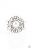 Big City Attitude - White Ring - Paparazzi Accessories Ring Bedazzle Me Pretty Mobile Fashion Boutique