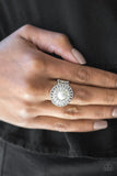 Big City Attitude - White Ring - Paparazzi Accessories Ring Bedazzle Me Pretty Mobile Fashion Boutique