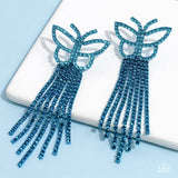 Billowing Butterflies - Blue Post Earrings - Paparazzi Accessories Post Earrings Bedazzle Me Pretty Mobile Fashion Boutique