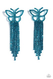 Billowing Butterflies - Blue Post Earrings - Paparazzi Accessories Post Earrings Bedazzle Me Pretty Mobile Fashion Boutique