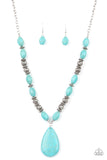 Blazing Saddles - Blue Necklace - Paparazzi Accessories Necklace Bedazzle Me Pretty Mobile Fashion Boutique