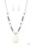Blazing Saddles - White Necklace - Paparazzi Accessories Necklace Bedazzle Me Pretty Mobile Fashion Boutique