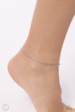 Blinding Basic - White Anklet - Paparazzi Accessories Anklet Bedazzle Me Pretty Mobile Fashion Boutique